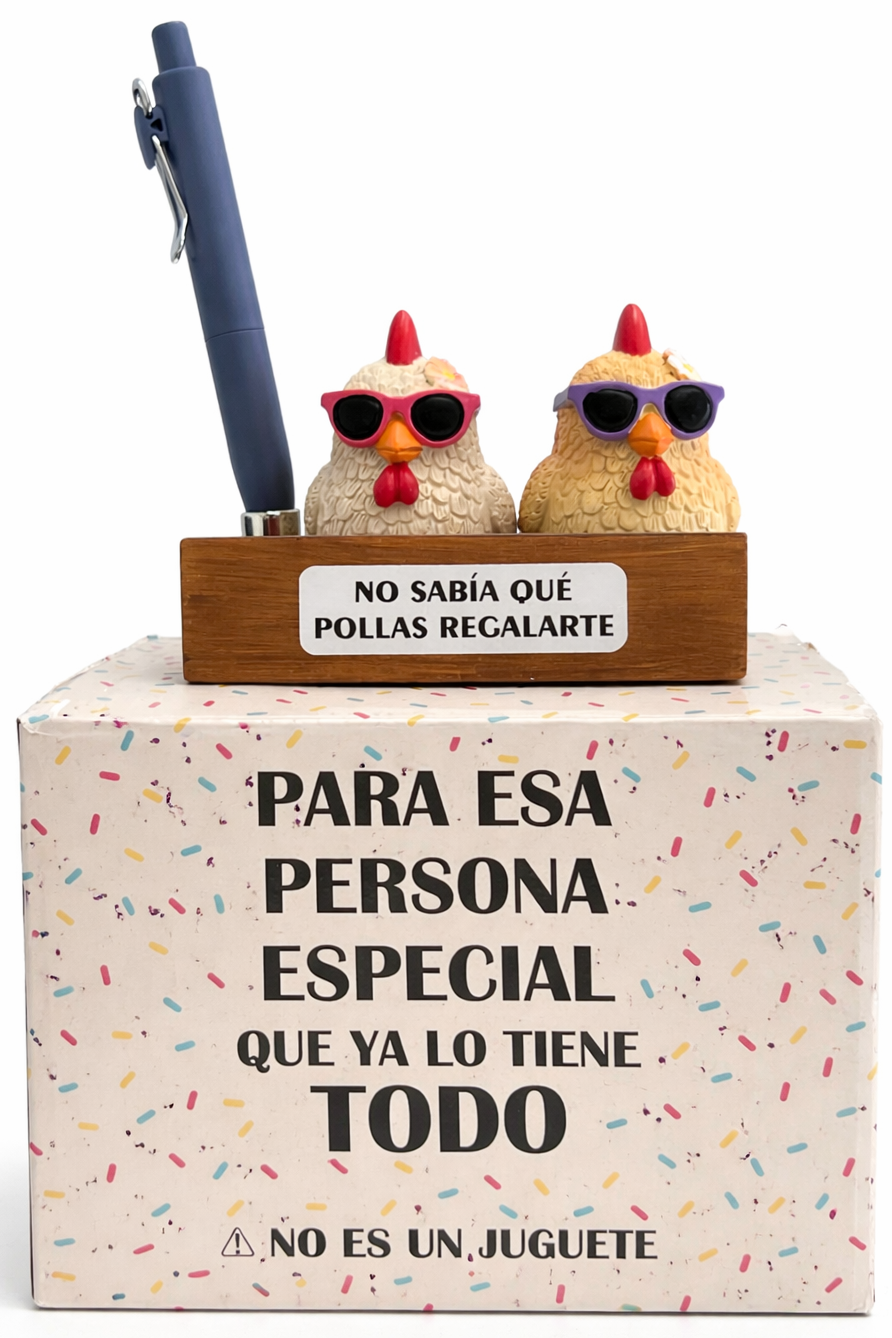 Regalo gracioso de gallinas con mensaje no sabía qué regalarte, portalápiz divertido